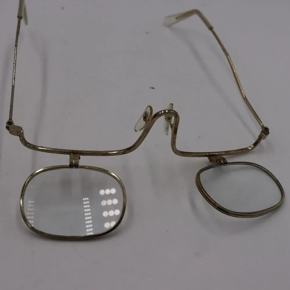Vintage Gold Wire Fold Down Makeup Glasses Magnifying Spectacles